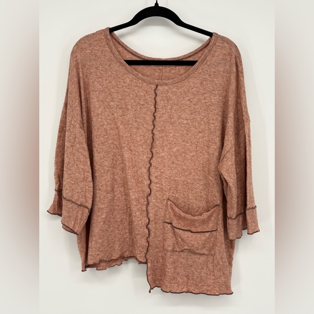 IMVUEE Tunic Top Relaxed Ruffle-Edge in Dusty Rose Women’s XL